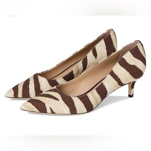 Lauren Ralph Lauren Adrienne Zebra-Print Canvas Pumps. NWBox Size 8